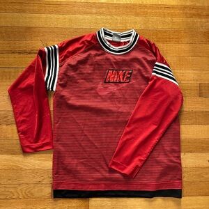 Vtg Nike Swoosh Mesh Overlay Activewear Shirt Long Sleeve Youth L 14/16
